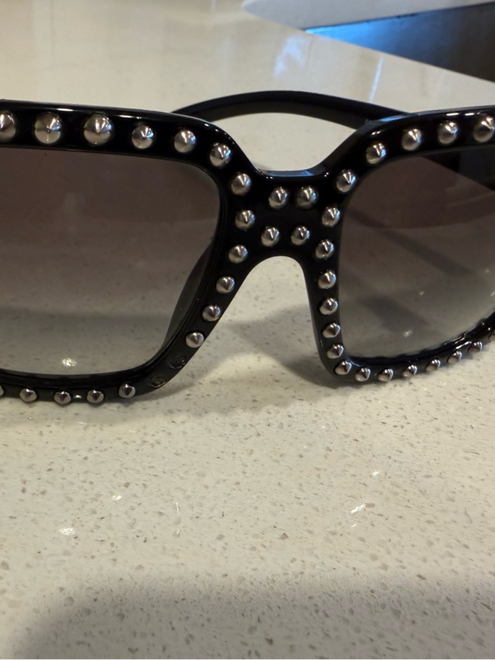 Prada Black Studded Square Sunglasses - Picture 3 of 9